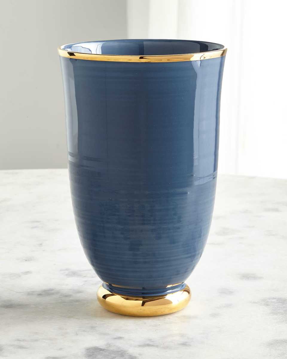 Large Ribbed Marion Tapered Ceramic Vase